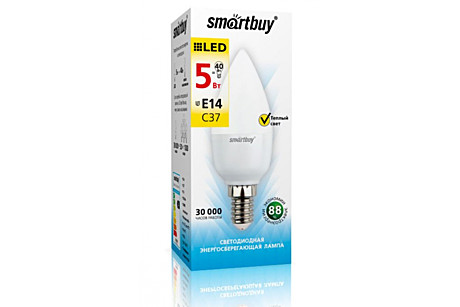 Лампа светодиодная Smartbuy 5 Вт Е14 (теплый свет)