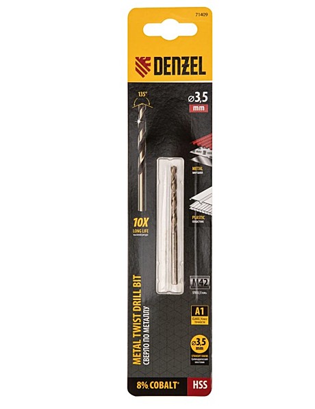 Сверло по металлу Denzel 3,5 мм, HSS Co-8%