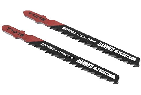 Пилка для лобзика Hammer Flex 204-101 JG WD T101B  дерево\пластик, 74мм, шаг 2.5, HCS, 2шт.