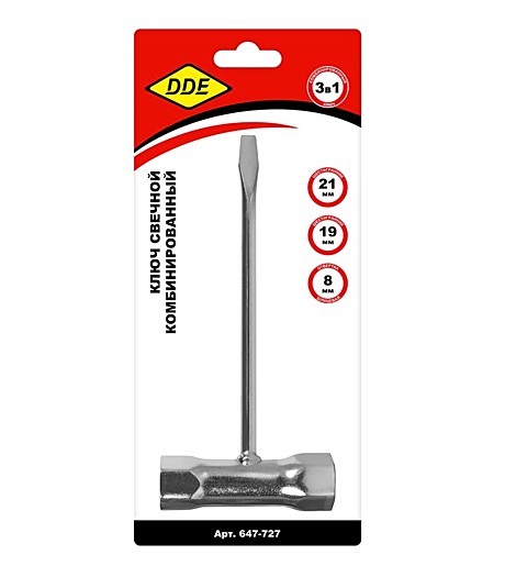 Ключ свечной комбинированный DDE 19х21мм (B&S, Stihl)