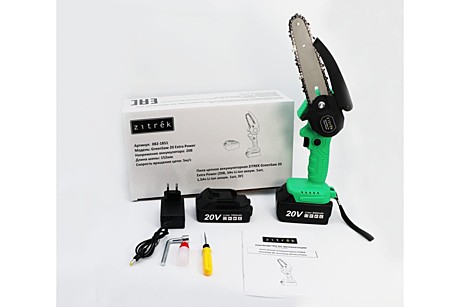Пила цепная акк. ZITREK GreenSaw 20 Extra power (20В, 3Ач Li-ion аккум. 1шт, 1,5Ач Li-ion 
