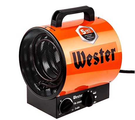 Тепловая электрическая пушка Wester TB-3000  3кВт 300м3/ч 30м2 3.2кг