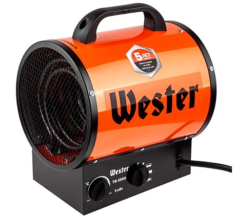 Тепловая электрическая пушка Wester TB-5000  4.5кВт 400м3/ч 45м2 4.8кг