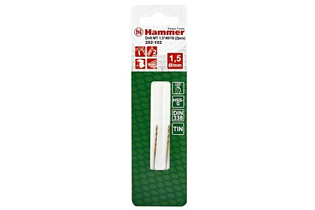 Сверло по металлу Hammer HSS 1,5х18/40мм 202-102