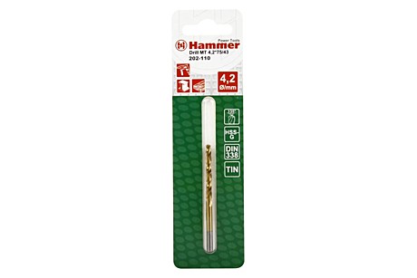Сверло по металлу Hammer HSS 4,2х43/75мм 202-110